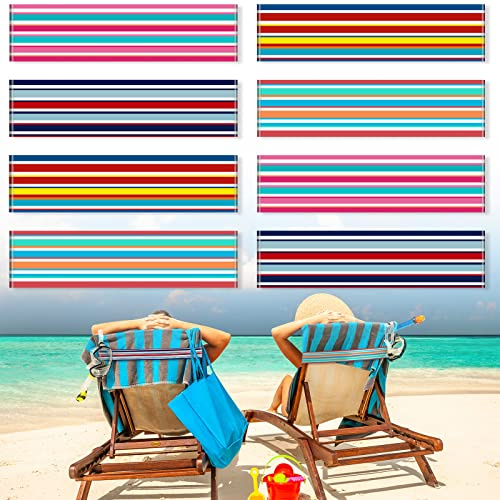 Boao Lot de 8 Bandes élastiques Coupe-Vent pour chaises de Plage, de croisière, de Salon, de Plage, de Piscine, Accessoires de Plage pour l'été (Rayures)