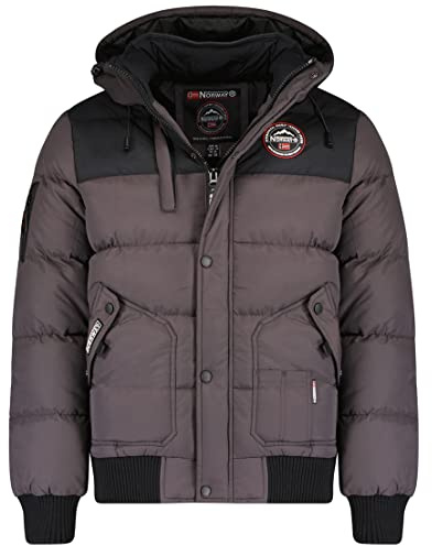 Geographical Norway Volva Men - Herren Warme Jacke Gewebe - Dicken Mantel Kapuze Outdoor Pelzmantel - Winterjacke Jacken Outdoor Perfekt Ourdoorjacke (Dunkelgrau XL)