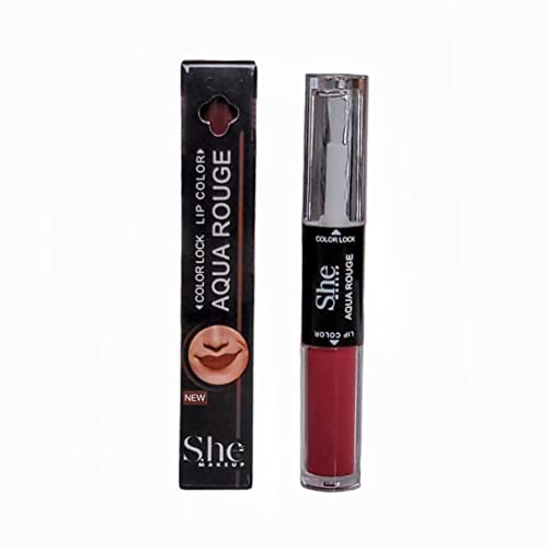 Aqua Rouge Matte Liquid Lipstick and Clear Lipgloss Duo by She Makeup (AR11 Scarlet Red)