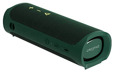 CREATIVE MUVO Go Tragbarer wasserdichter Bluetooth-5.3-Lautsprecher mit bis zu 18 Stunden Akkulaufzeit, wasserdicht gemäß IPX7 und mit starker Bassleistung, kabellose Stereoverbindung (Grün)