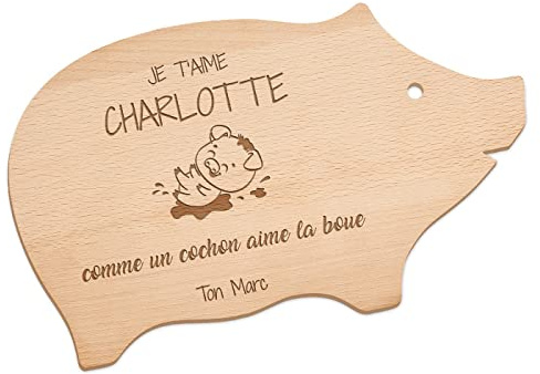 Maverton Planche à découper personnalisée, Plateau en bois, forme de cochon | Planche avec gravure pour elle, pour anniversaire, Accessoires cuisine pour femmes, Pour chef, porcinet