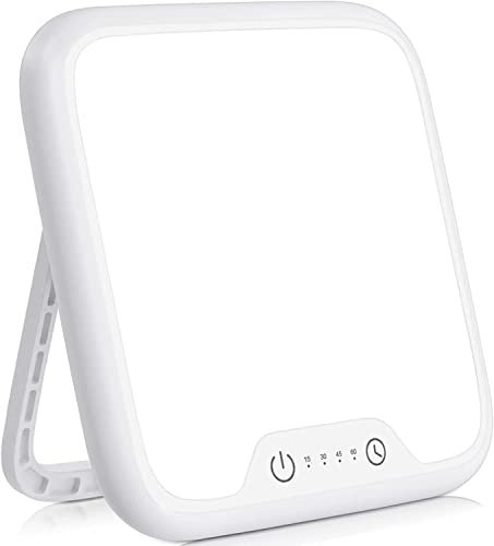EGGORISE Daylight Lamp, 10000 Lux for Phototherapy with Continuous Brightness, 4 Timers & Memory Function, Touch Control, Foldable Stand, Light Therapy for Office, Home