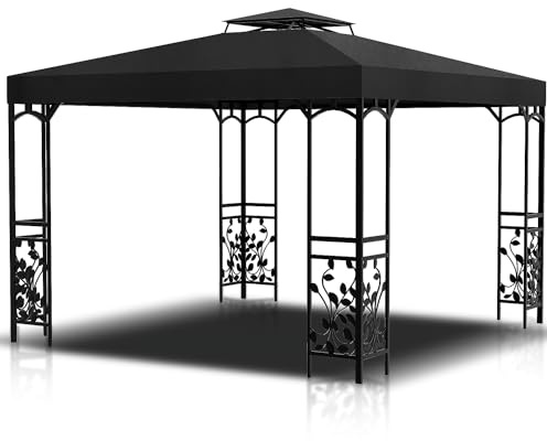 Joparri Pavilliondach 3x3M, Ersatzdach für Pavillon Anthrazit, wasserdicht Sonnenschutz Doppeldach Schutzhaube, Gartenpavillon, Pavillondach Ersatzbezug, für Gazebo Camping Flohmarkt