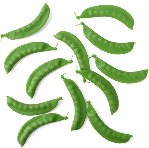 Hagao Fake Green Peas, Artificial Vegetables Fake Snow Bean Simulation Lifelike for House Kitchen Party Pub Decoration Cabinet Ornament 12 pcs