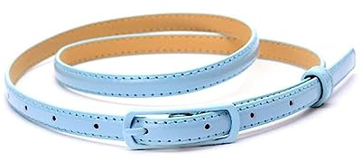 NIUXICH Dünner Damengürtel aus Leder mit Dornschließe, Gürtelbreite 1,2cm, für Damenkleid, dekorativer Gürtel, Hellblau, 105cm