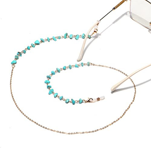 SUNMME Modische Kette, natürliches Türkis, lichtecht, handgefertigte Brillenkette, Presbyopie-Brillen-Anti-Verlust-Kette