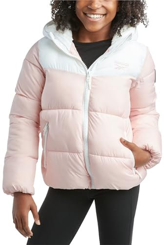 Reebok Mädchen Winterjacke - Fleece gefüttert Schwergewicht Stepp Puffer Parka Mantel - Skijacke für Mädchen (4-16), Blush, 6X