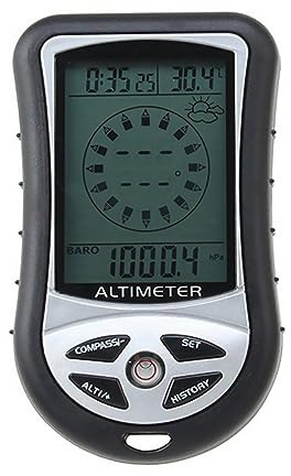 MOOKEENONE Handheld Digital LCD Display 8 in 1 Compass Altimeter Barometer Thermometer Weather Forecast Clock for Outdoor Climbing Hiking