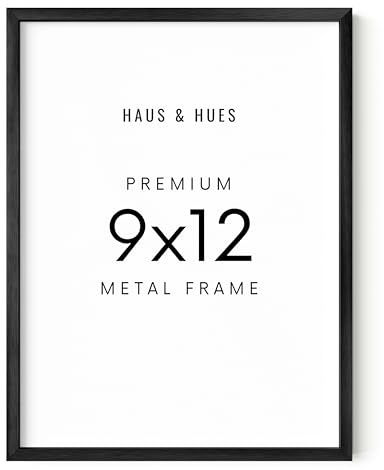 HAUS AND HUES 9x12 Black Metal Picture Frame - Features Premium Aluminum & Hanging Hardware, Shatterproof Plexiglass - Ideal for Home, Room, Office (9x12 in, Black, Set of 1)