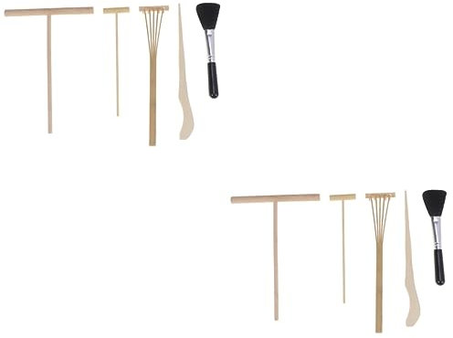 Happyyami 10pcs Garden Rake Set Japanese Microlandschaft Tool Mini Grass Rake for Hand Cultivation Sand