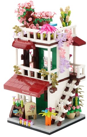 Mini Flowers House Micro Building Block Set, Sakura Shop Kit