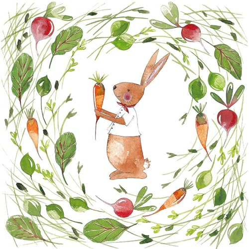 20 Servietten Ostern Hasen im grünen Wirbel als Tischdeko. Papierservietten mit Motiv. Auch für Decoupage und Serviettentechnik 33x33cm
