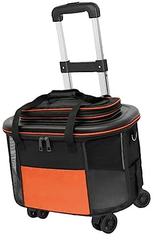 Liuyoyo Transporteur pour Chat avec Roues Transporteur pour Animaux de Compagnie pour Chats Chiens Valise de Chariot pour Animaux de Compagnie Portable Petit Transporteur pour Chien(Orange)