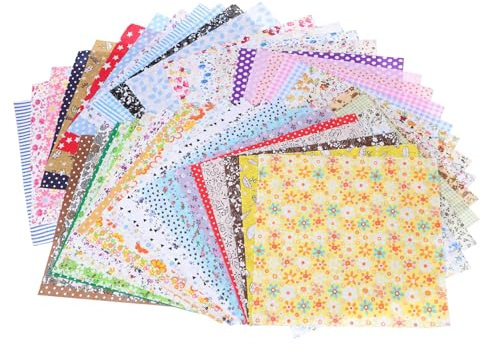 Operitacx 50stücke Teiliges DIY-Stoff mit Blumenmuster Nähzubehör für Patchwork Kissenbezüge Kleine Taschen und Spielzeug Leicht zu Bügeln und Vielseitig Zufällige Farbe Zufälliger Stil