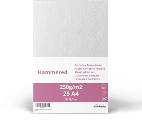 25 Gehämmerter Karton A4 | 250 g/m² dick | Packung mit 25 A4 Blättern | Karton zum Gestalten von Hochzeitseinladungen, Diplomen, Erinnerungen oder zum Basteln