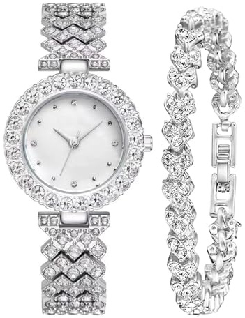 CIVO Relojes Mujer Impermeable Elegante: Plata Diamante Moda Vestir Casual - Acero Inoxidable Reloj de Cuarzo Damas