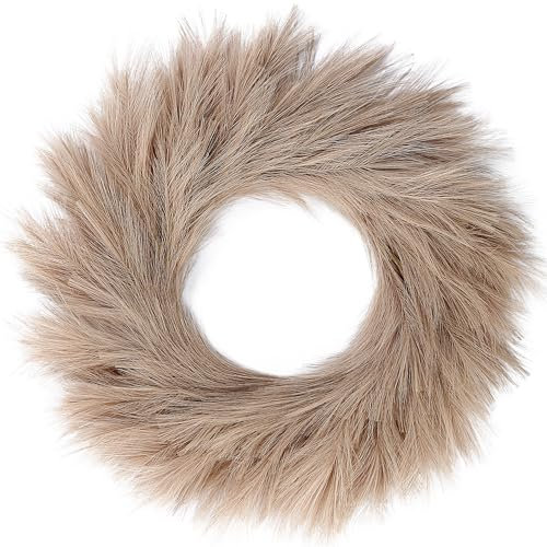 Sggvecsy Pampasgras-Kranz 66 cm - Künstlicher Pampas für alle Jahreszeiten, Weihnachtsdekoration, Boho-Wanddekoration für Haustür, Bauernhaus, Herbst, Weihnachten