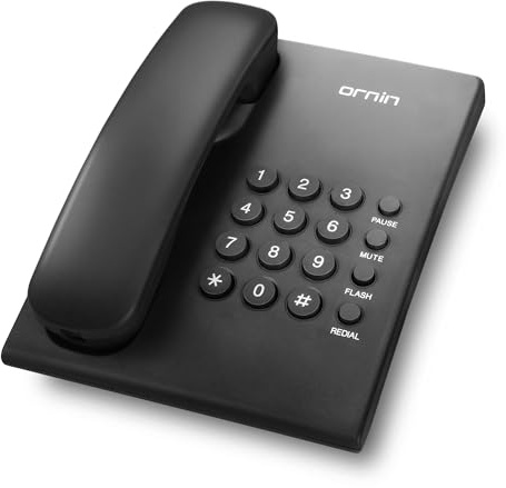 ORNIN Y320 Telefono Fisso Senza Fili con Ricomposizione e Standby, Tasto Regolabile, Montaggio a Parete, Ideale per Case, Uffici e Hotel - Dispositivo per Linea Fissa