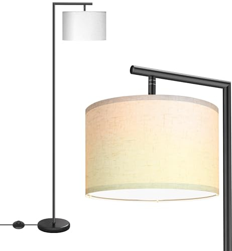 Jayencer Black Floor Lamp, Montage 65 Standing Lamp with Flexible Lamphead, 3 Color Temperature Dimmable Sofa Lamp for Bedroom, Living,Room, Office, 9W LED Bulb Included