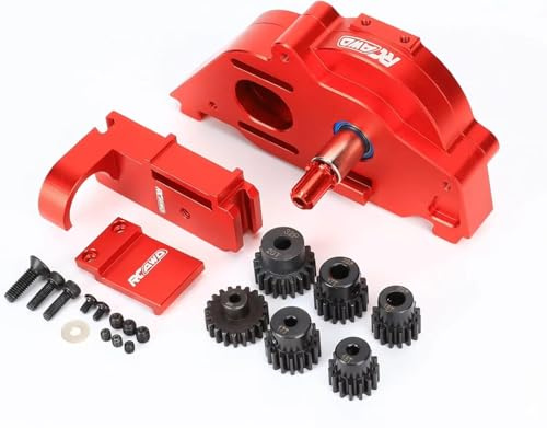 RCAWD 57T Gearbox w/15-20T Pinions for Arrma 3S/4S Red | 57T Spur Gear Transmission with 15T/17T/20T Gears & Motor Mount, Fits Arrma 3S/Mega/4S, Red