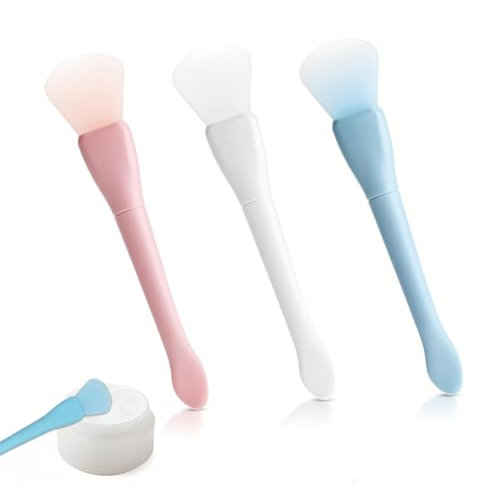 3 PCS Spazzola Pulizia Viso in Silicone, Maschera Viso Spazzola viso, Pennello Maschera, Maschera Strumenti di Bellezza Pennello in Silicone (Bianco+Rosa+Blu)