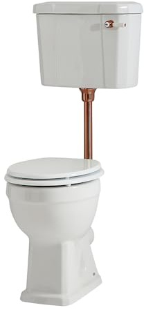 Milano Richmond Low Level Cistern Toilet Brushed Copper Flush Kit White Seat