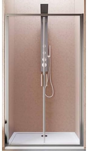 IMPALLI Box Doccia Completo H195 Cm Estensibile 116-120 Cm A 2 Porte Doccia Ante Saloon Cabina Doccia Cristallo Temperato 6 Mm Reversibile Finitura Trasparente Profili Alluminio Cromo Lucido (120)
