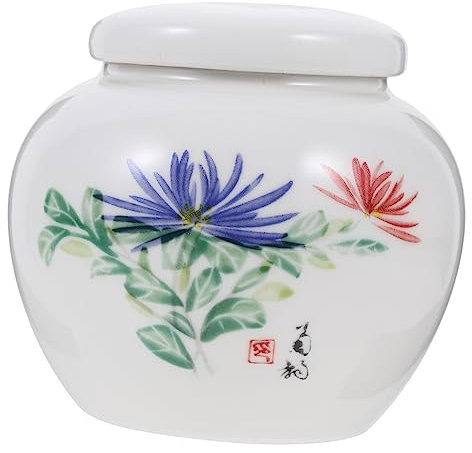 Cabilock Porcelain Tea Canister Blue White Decorative Jar Household Tea Container Small Candy Canister Multi-function Storage Candy Storage