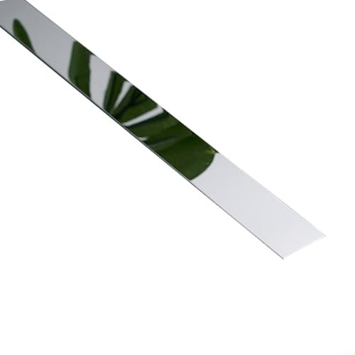 Edelstahl-Zierleiste, Abdeckleiste für Decken, 25 mm x 5 m, flache Metall-Deckenleiste für Wohnzimmer, Hotel (Silber)