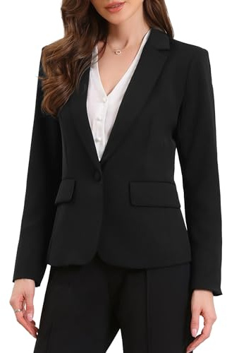 Allegra K Blazer Casual da Lavoro per Donna, Maniche Lunghe, Un Bottone Frontale, Giacche da Lavoro E Ufficio con Spalline Nero M
