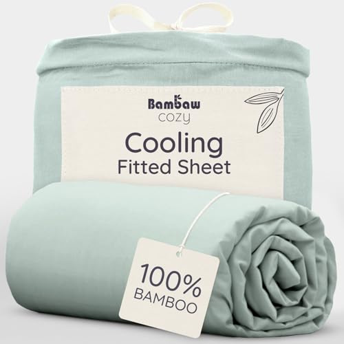 Bambaw Lenzuolo con angoli 160x200 bambù, Altezza fino a 35 cm, Lenzuolo rinfrescante per dormire, anallergico e antiacaro, Lenzuola morbide, Lenzuola in bambu certificate OEKO-TEX® (Verde Acqua)