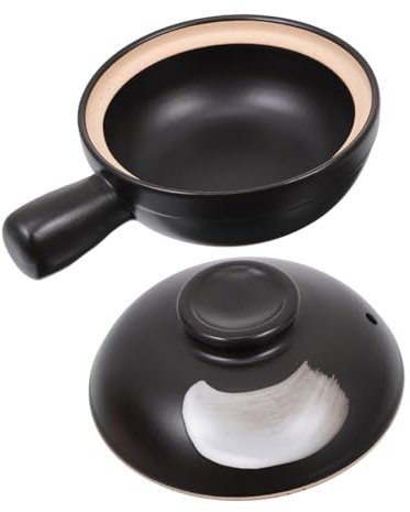Ipetboom Cocotte En Terre Cuite Petite Taille Manche Unique Céramique Résistante Haute Température Noir Gris Marbré Ustensile De Cuisson Maison Pour Soupe Et Riz Usage Individuel