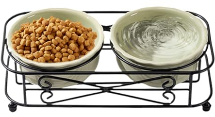 Cat Bowl - Ceramic Coating Pet Bowl Set, Dispenser Feeding Bowl with Stand, Small Dog and Kitten Feeding Supplies | Non-Slip Elevated Cat Feeder for Courtyards Outdoor Outdoor F