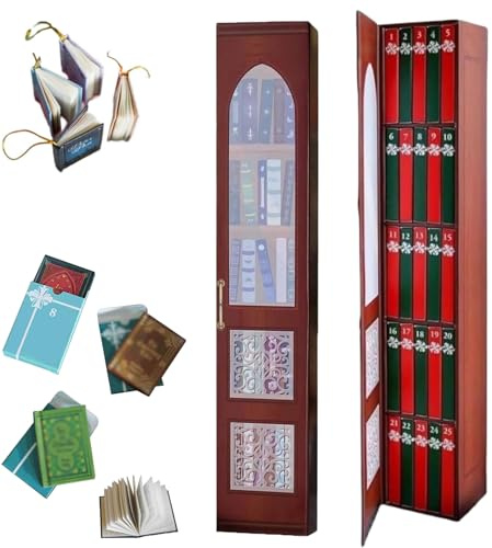 Calendario de Adviento de 2025, mini libro con 24 libros, regalos para amantes de los libros, Navidad, calendario de cuenta atrás (rojo)
