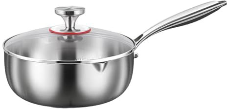 JIABAOZ Padella Titanio, Padella in Titanio Martellato con Coperchio, Antiaderente Multifunzionale con Doppio Beccuccio, Riscaldamento Uniforme per Cucinare Tutti i Piani Cottura (With lid,18cm)