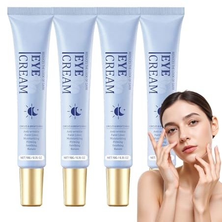 Crema de ojos con cafeína para ojeras, Hidratante de ojos diurno y nocturno para hidratar y revitalizar, Crema debajo de los ojos para hinchazón y bolsas, Suero para arrugas de ojos para (4PCS)