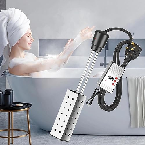 Portable Immersion Heater, 1500W Electric Water Heater,with Digital Thermostat, for Bathtub, Pool, Bucket, Camping, Bath & Small Pool