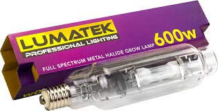 Lumatek - 250W - 400W - 600W - 1000W - 240V Metal Halide - Veg Bulb Hydroponics (Lumatek - 600W Metal Halide)