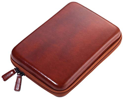 TROIKA Organizer Etui mit Reißverschluss Brown TRAVEL CASE – 3 Innenfächer – 6 Elastikband-Schlaufen – Trennwand (innen) – Kunstleder, Samt – braun, schwarz