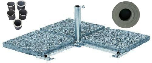 STABIELO - Grosschirm -Ständer - Deutscher Stahl - FÜR SCHIRMSTÖCKE mit 5 Fach Adapter von 25-40 - 53 - BIS 55 mm Ø - zum Einlegen von BETONPLATTEN - Lieferung ohne Platten - Made B- WÜRTTEMBERG -