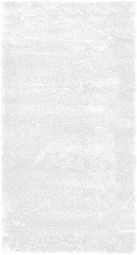 andiamo Teppich Lambskin - Kunstfell - flauschiger Teppich Schlafzimmer - geeignet als Bettvorleger Schlafzimmer oder als Fellteppich Wohnzimmer - Lammfellimitat pflegeleicht 55 x 110 cm weiß