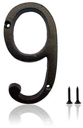 Numeri civici, in ghisa da 14 cm, per esterni, numeri di indirizzo per case, fattoria, garage, negozio, ufficio, hotel, numero 9