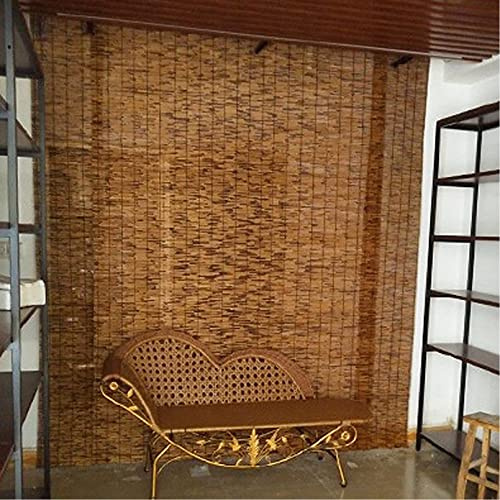 Bambusrollo Schilfrollos für Aussenbereich, Sichtschutz Bambus Rollo,Wasserdicht,Schatten,Atmungsaktiv Raffrollo,Trennvorhang,Gärten,Fenster,Terrassen,Anpassbare,mit Zubehör (140x180cm/55x71in)