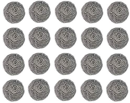 20 tamponi per pulire in acciaio inox con spugnette in acciaio inox spugne a spirale ideali per eliminare la sporchezza tenace e i residui di cibo su griglie e padelle