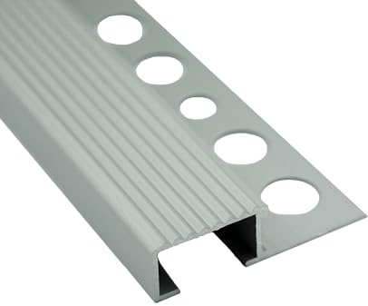 Alu Stufenprofil Fliesenschiene Profil Treppe Schiene 3m 12mm silber | Für saubere Stufenkanten und geschützte Treppenabschlüsse, 12mm Profilhöhe, 3m, Aluminium, matt, silber, für Stufenbereiche