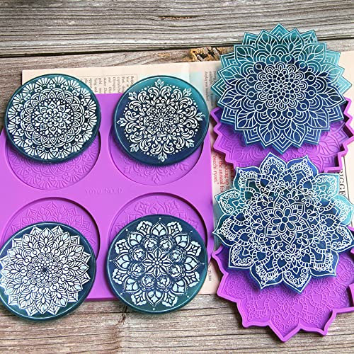Mandala Epoxidharz Formen Silikon Untersetzer,Resin Formen,Silikonformen Epoxidharz,Silikonform Teller,Mandala Blütenuntersetzer Silikonharz Form,Silikonform epoxidharz formen Set Anfänger,Violett