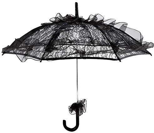 Hapivida Spitzen Hochzeitsschirm, 21,7 x 24 Zoll schwarz Spitzenschirm Hochzeitsspitzen Sonnenschirm Schirm stilvoller Stil Schirm Spitze Blume Sonnenschirm Dekoration Requisiten Zubehör