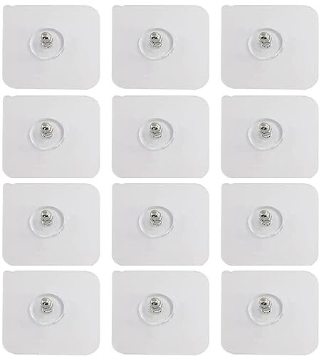 Paquete de 12 ganchos autoadhesivos, transparentes, pegatinas de pared sin taladrar, clavos adhesivos, 5 kg, ganchos de pared sin taladrar, ganchos mágicos, pegar cuadros en lugar de taladrar
