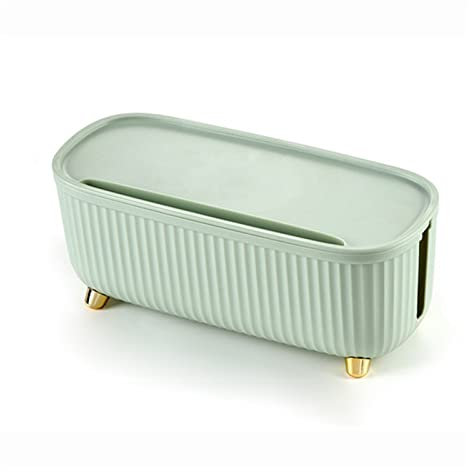 BinOxy Kabelboxen Kabelmanagement Steckdose Aufbewahrungsbox Stripe Wire Kabelaufbewahrung Power Line Wire Organizer Steckdosenleiste Tischplatte Power Block Steckdosenbox (Color : Light Green)