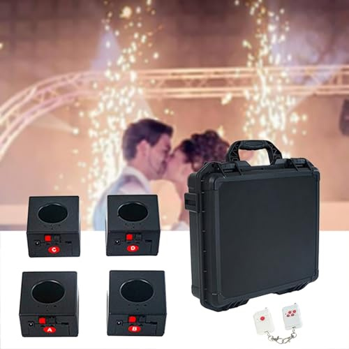 OSMARI Allumeur pyrotechnique de feu d'artifice à étincelle Froide, avec boîte, télécommande Portable sans Fil, Version Batterie, 4 pièces